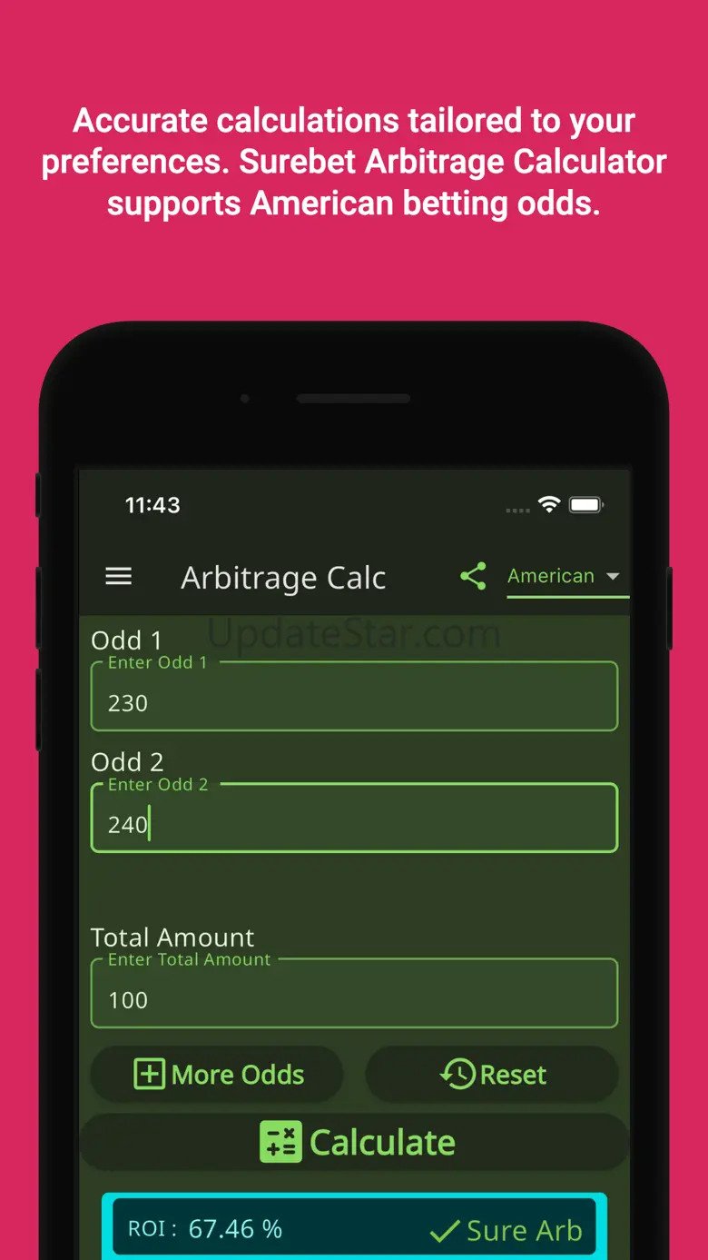 Surebet Arbitrage Calculator screenshot 2